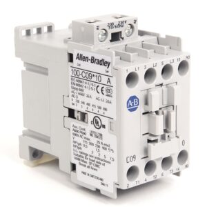 Contactor tripolar de potencia de 9 Amperios Allen-Bradley 100-C09D10 con bobina a 110/120VAC. 100-C16D10 100-C23D10 100-C30D10 100-C37D10 100-C43D10 100-C60D10 100-C85D10 100-C09EJ10 100-C16EJ10 100-C23EJ10