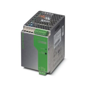 Fuente de alimentación industrial de alta potencia Phoenix Contact 2938604 de 24V a 20A en chasis metálico.