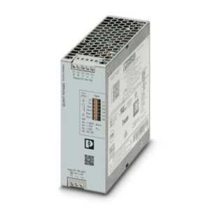 Fuente de alimentación inteligente monofásica Phoenix Contact QUINT4-PS/1AC/24DC/10 de 24V 10A para montaje en riel DIN.