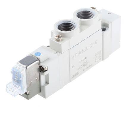 Electroválvula neumática de solenoide SMC SY5120-5DZD-01F-Q de 5 vías para montaje en manifold industrial.